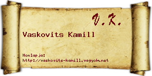Vaskovits Kamill névjegykártya